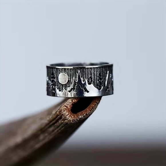 Boho Landscape / Nature and Moon Ring Funky and Chunky #752 - Picture 4 of 7